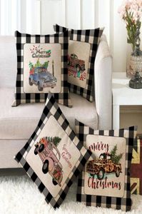 Kerst Kussensloop Covers Plaid Merry Xmas Gooi Kussenhoes Voor Kerst Boom Herten Britse Thuis Auto Sofa Decoratie LXL76215195009