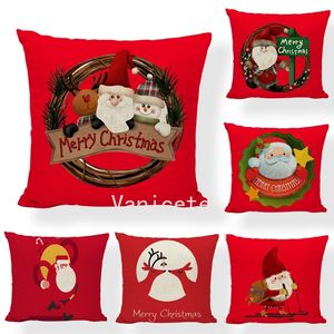 Casse d'oreiller de Noël lin rouge série de santa claus couvercle canapé canapé couvercle coussin décoratif t2i52463