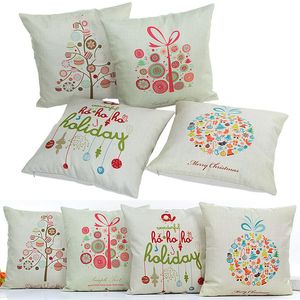 Taie d'oreiller de Noël Flocon de neige Renne Taie d'oreiller Linge de bande dessinée Housse de coussin Maison Canapé Décor de voiture sans noyau 54 Style WX9-856