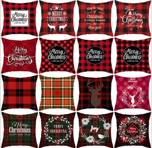 Cubiertas de almohada de Navidad Case de almohada de alce rojo Sofá Sofá Case de almohada Papelado Cusco de cojín Decoración de Navidad3154268