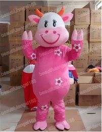 Traje de mascote de vaca rosa de natal roupa de personagem de desenho animado terno halloween tamanho adulto festa de aniversário roupa ao ar livre atividades de caridade