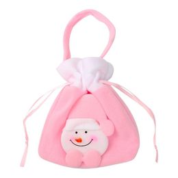Sac à cordon rose de Noël Bonhomme de neige rose Pochettes cadeaux pour enfants Bijoux de bonbons Poche à cordon brossé RRA628