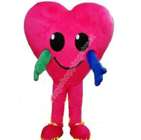 Costume de mascotte de coeur rose de Noël Tenues de personnage de dessin animé de haute qualité Costumes de robe de carnaval d'Halloween Taille adulte Tenue de fête d'anniversaire en plein air