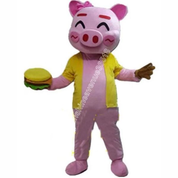 Weihnachten rosa Schwein Maskottchen Kostüm Cartoon Thema Charakter Karneval Unisex Erwachsene Größe Halloween Geburtstag Party Fancy Outdoor Outfit für Männer Frauen