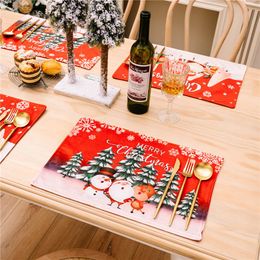 Napperons de Noël Cuisine Dîner Table Tapis Non-Slip Lavable Résistant À La Chaleur Père Noël Renne Bonhomme De Neige RRA438