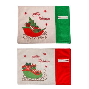 Manteles individuales de Navidad Trineo de Papá Noel Hogar Mesa de comedor Esteras Decoración de Navidad de Año Nuevo Resistente al calor 33 * 46 CM XBJK2109