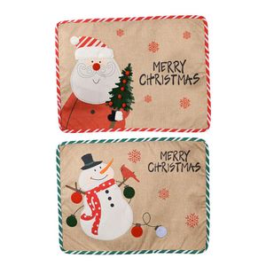 Napperons de Noël Père Noël Bonhomme de neige Pin Noël Vacances d'hiver Cuisine Salle à manger Tapis de table rectangulaires RRA181