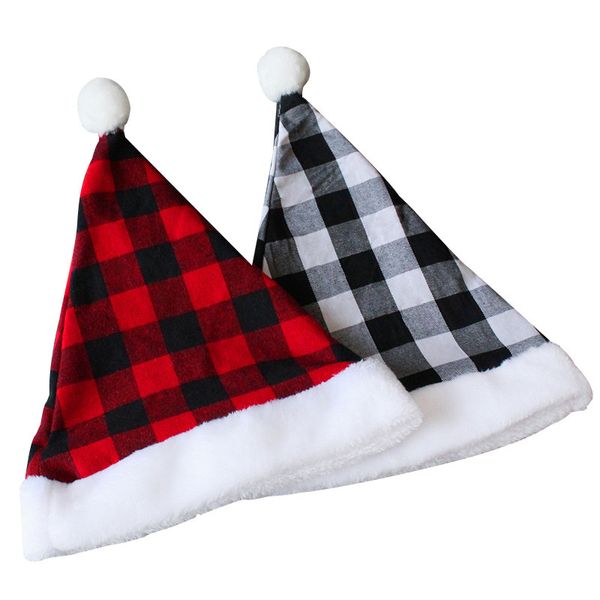 Chapeaux de noël à carreaux en tissu, chapeau de vacances à carreaux rouge/noir, Santa Buffalo, pour noël et nouvel an