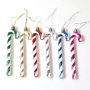 Canne à bonbons en plastique de Noël Glitter Arbre de Noël Ornements suspendus pour les faveurs de décoration de fête de vacances RRA450