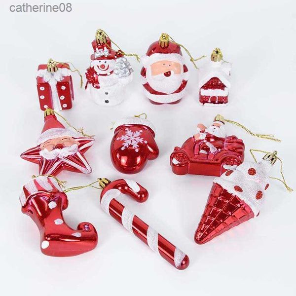 Colgante de piruleta de bastón de caramelo de plástico navideño, adornos colgantes de árbol de Navidad de Santa Calus para decoración del hogar, regalo de Navidad 2021 L230621