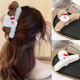 Pince à cheveux en peluche de noël pour femmes, épingle à cheveux queue de cheval, crabe blanc à la mode pour filles, accessoires pour cheveux de Festival