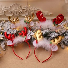 Aro de pelo de felpa navideña para niños, diadema bonita de alce, regalo de Navidad, decoración para fiesta de año nuevo, accesorios para el cabello