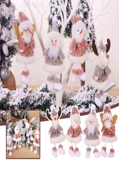 Peluche de Noël Père Noël Bonhomme de neige Elk Ours Ange Poupées Ornements d'arbre de Noël Décorations de Noël pour la maison 2022 Cadeau du Nouvel An Y6580048