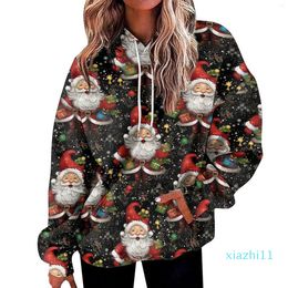 Sudadera de gran tamaño con estampado navideño, sudaderas con capucha de lana para mujer, leopardo 2023