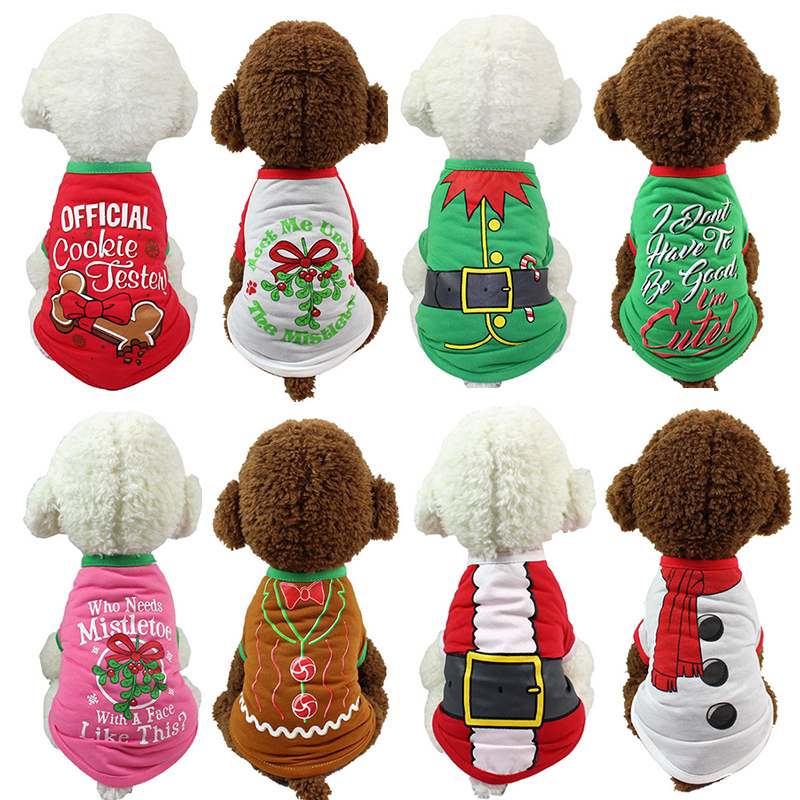 Christmas Pullover Hoodies Pet Dog Apparel Cat Costume Shirt Sweater Apparel For Santa Snowman Belt Casual Clothes XS S M L