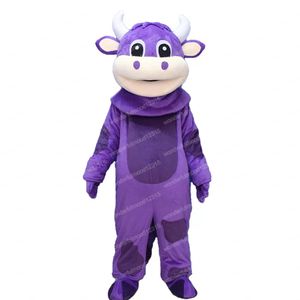 Kerst Purple Cow Mascot Costuums Hoogwaardige stripfiguur Outfit Pak Halloween Outdoor Theme Party Carnival Festival Fancy Dress