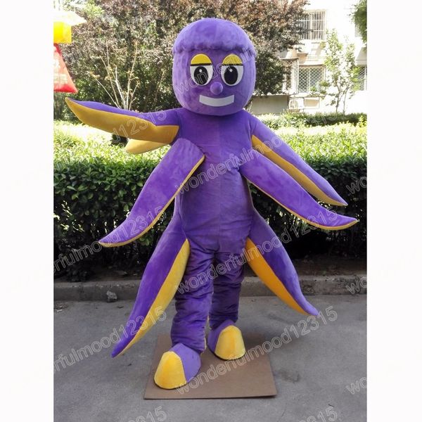 Costumes de mascotte de pieuvre violette de Noël Costume de personnage de dessin animé de haute qualité Costume Halloween Fête à thème en plein air Adultes Robe unisexe