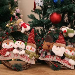 Corona de mimbre navideña, decoración navideña de Papá Noel, alce, colgante circular de ratán, diseño de escena, regalos de fiesta 2023