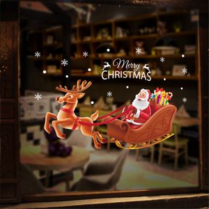 Kerstmis Rode Cartoon Santa Claus Elk Glas Venster Sticker Verwijderbare Sticker