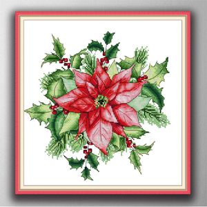 Kerstmis rode home decor schilderijen, handgemaakte kruissteek borduurwerk handwerken sets geteld afdrukken op canvas DMC 14CT / 11CT