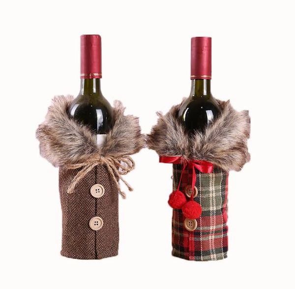 Sacs de bouteille de vin rouge de Noël Couverture Sac de linge Champagne Bottle-Couvre Vêtements de fête de Noël pour bouteilles Décoration de la maison Table SN5923