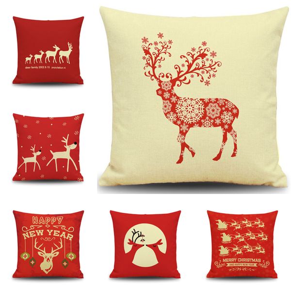 noël renne taie d'oreiller joyeux noël renne snowfla dessin animé animaux taie d'oreiller festival cadeau cadeau de noël 4545 housse de coussin