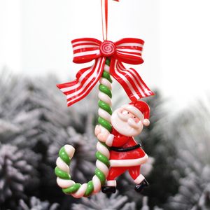 Kersthars Candy Cane Christmas Tree Hanging Deer Snowman Kids Gift Ornamenten voor Vakantie Partij Decoratie Gunsten, Rood