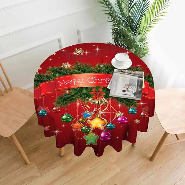 Nappeurs ronds de Noël 60 pouces Flakes de neige Holly Green Pine Branch Rouge Table en polyester imperméable COUVERTURE 231221