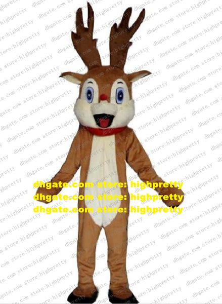 Navidad Rudolph Red Nose Reno Mascot Costume Deer Caribou Personaje de dibujos animados para adultos Figura de dibujos animados Regalo del festival zz7903