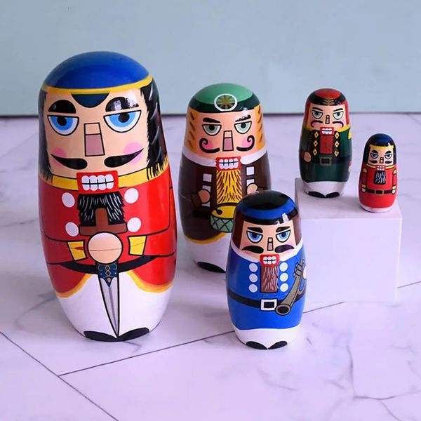 Noël russe en bois Matryoshka casse-noisette poupées gigognes ensemble de jouets artisanat fait à la main décorations d'ornement de bureau 240116
