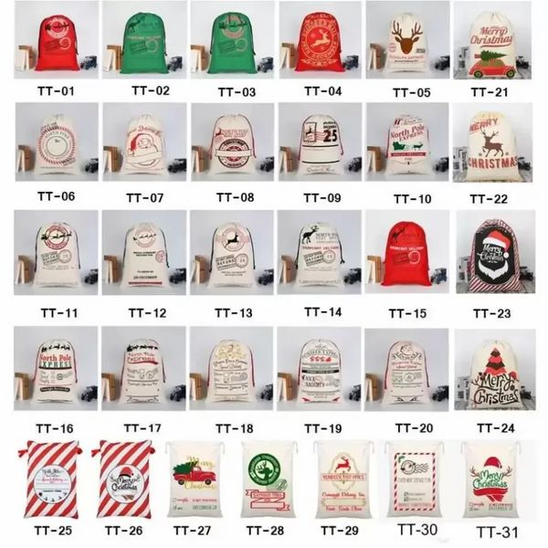 Sacs de Noël Stocking Xmas Gift Bag Santa Christmas Cotton Linen Sack Holder Drawstring Bag Candy Pouch fy4909