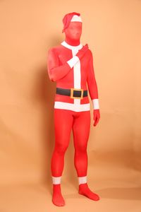 Costume de cosplay de noël du père noël, Costume Zentai avec motif d'impression et de teinture, Costume Zentai complet en Lycar