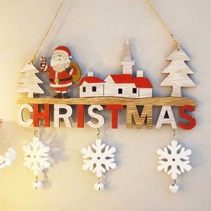 Kerst Santa Claus Deur Houten Opknoping Hanger Merry Christmas Decoratie voor Home Xmas NOEL NOEL Geschenken Jaar 2022 211104