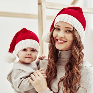 Noël père noël chapeaux rouge tricoté parent-enfant chapeau casquette chapeaux de fête Costume décoration de noël pour enfants adulte chapeau de noël