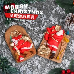 Kerstmis Santa Claus Molds Fondant Cakes Decor Tool Tools Siliconen Mallen Sugarcraft Chocolade Bakgereedschap voor Taarten Gumpaste Form