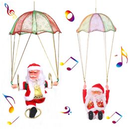 Kerst Kerstman Pop Speelgoed Dansen en Zingen Tumbling Parachute Kerstman Creatieve Kerstornamenten Muzikale pop Hangend speelgoed Beste cadeau voor kinderen