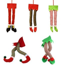 Kerstdecoratie Home ornamenten Santa Elf Legs Plush gevulde voeten met schoenen Kerstboom decoratief ornament 2023
