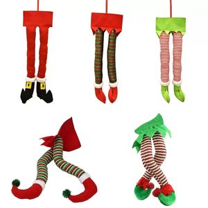 Kerstmis Santa Elf Legs Plush gevulde voeten met schoenen kerstboom decoratief ornament kerstdecoratie huis ornamenten 0922
