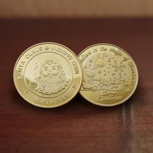 Kerstmis Santa Gift Coin Collectible Metal Gold Ploated Souvenir Wensen Coin North Pole FY3608 816