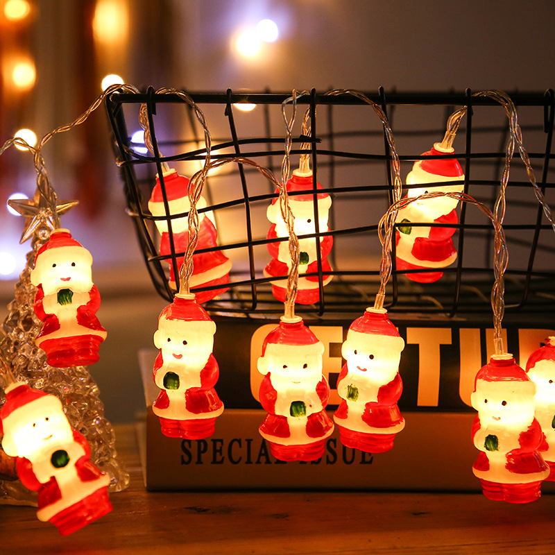 Christmas Santa Head Light 20 LED Light AA Batterie Faire des feux d'arbre de Noël Fighting Home Garden Party Party intérieur Décor extérieur
