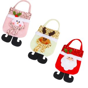 Bolsa de regalo de lentejuelas de Navidad, regalo de muñeco de nieve de Papá Noel, bolsa de asas de caramelo, bolsa de manzana de Feliz Navidad, decoración del hogar