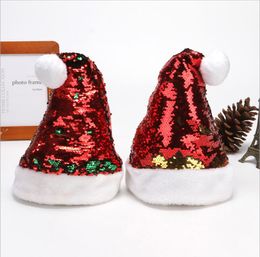 Lentejuelas navideñas Sombreros de felpa Xams Luminous Santa Beanie Lentejuelas para adultos Sombrero de Navidad Suministros para fiestas Decoración navideña para interiores LSK1479