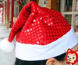 Kerstmis Sequin Sheen Santa Hat Kids Kinderen Mannen Dames Feestelijke Kostuums Cap Dress Up Props Hot Party Cos Accessoire Supplies Drop Shipping