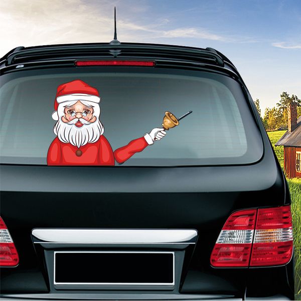 Autocollants de voiture de série de Noël Autocollants de pare-brise de Noël magiques agitant le père Noël Elk Autocollants d'essuie-glace arrière de voiture VT1623