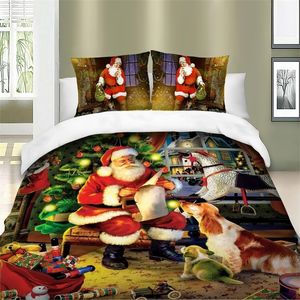 Kerst Serie Santa Claus Xmas HD Printing Dekbed Dekbed / Quilt Cover Set Bed Linnen Koningin King Twin Beddengoed Set voor kinderen Volwassenen 201210