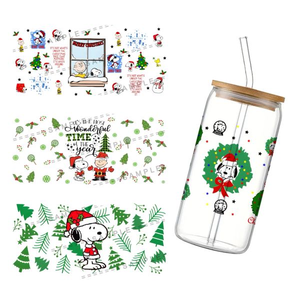 Christmas Series Transfer Sticker Label Diy White Dog Logo Self Adhesive étanché