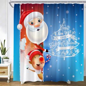 Kerstdouche Gordijnen Grappige Snowman Fir Branch Gift Kmas Ball Nieuwjaar Holiday Fabric Home Badkamer Decor Bath Gordijnsets