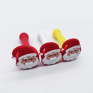 Pipe à fumer en silicone de Noël Père Noël avec bol en silicone Couvercle de chapeau Filtre à cigarettes à main Pipes à cuillère à tabac 3 couleurs au choix