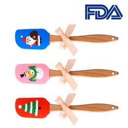 Spatule en Silicone de Noël Mignon Père Noël Gâteau Pâte Grattoir Gâteau Crème Beurre Spatule Mélange Pâte Grattoir Brosse Outil De Cuisson