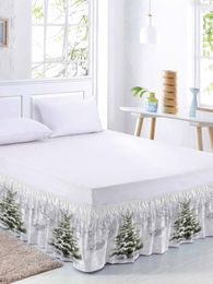 Christmas Snow Christmas Tree Bed Jirt Elastic Ruffle Bed Bed Mold Conforty Wrap autour du lit Cover Lit Protecteur